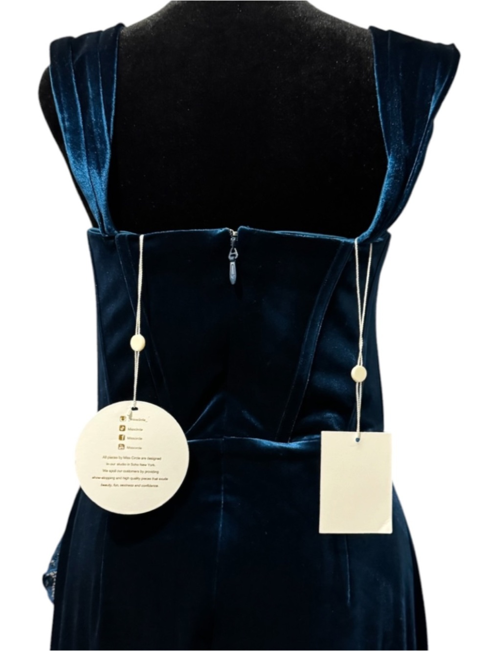 Miss Circle Odilia Teal Velvet Corset Maxi Dress Formal Evening Women’s L NWT - Picture 7 of 9